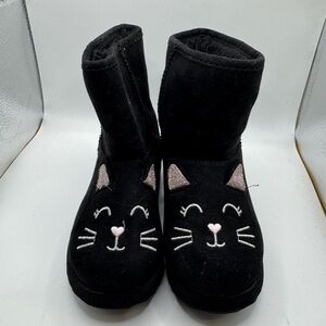 Toddler Size 7 Girls Adorable Black Cat Face Kids Winter Faux Fur Boots